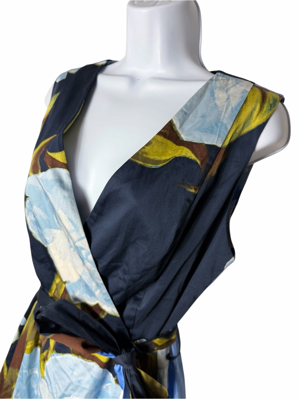 Donna Karan SLEEVELESS WRAP-EFFECT MIDI DRESS Nightfall Size 8 - Picture 6 of 9